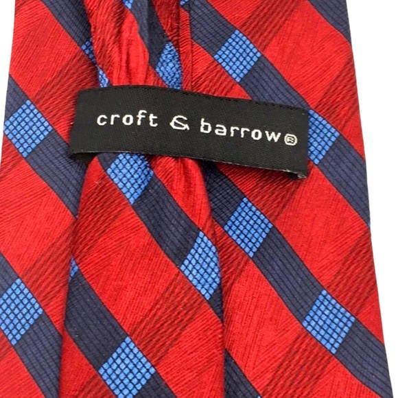 Croft & Barrows 💯% Silk Red & Blue Tie - Picture 2 of 5